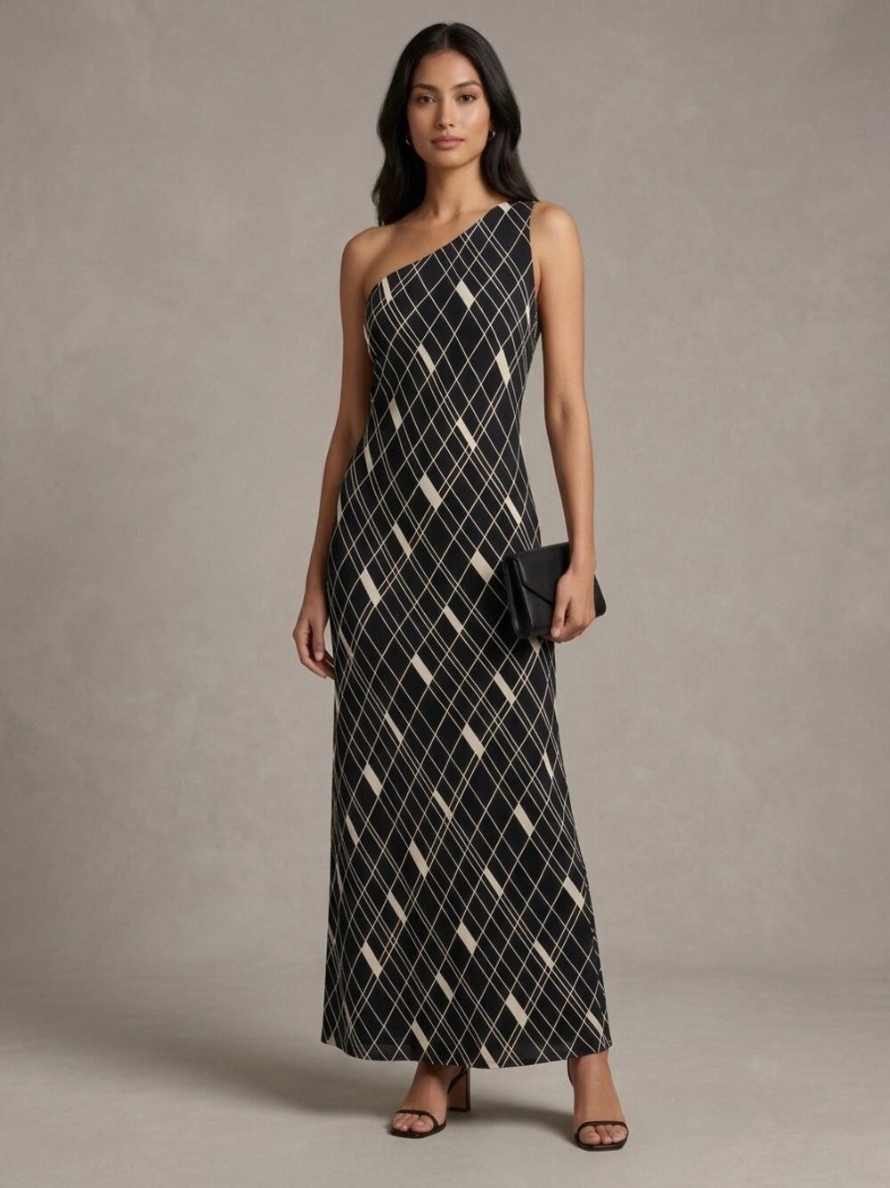 Lauren Ralph Lauren Sabile Row Black & White Geometric Maxi Sz 8